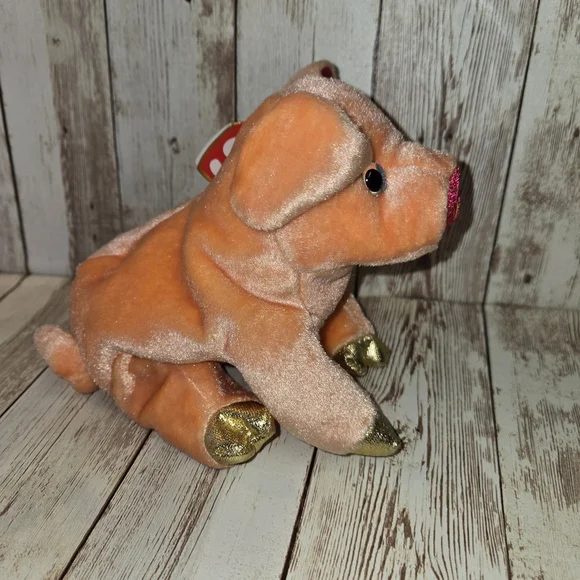 Ty Zodiac Pig Plush Toy - Orange with Gold and Pink - Picture 4 of 12